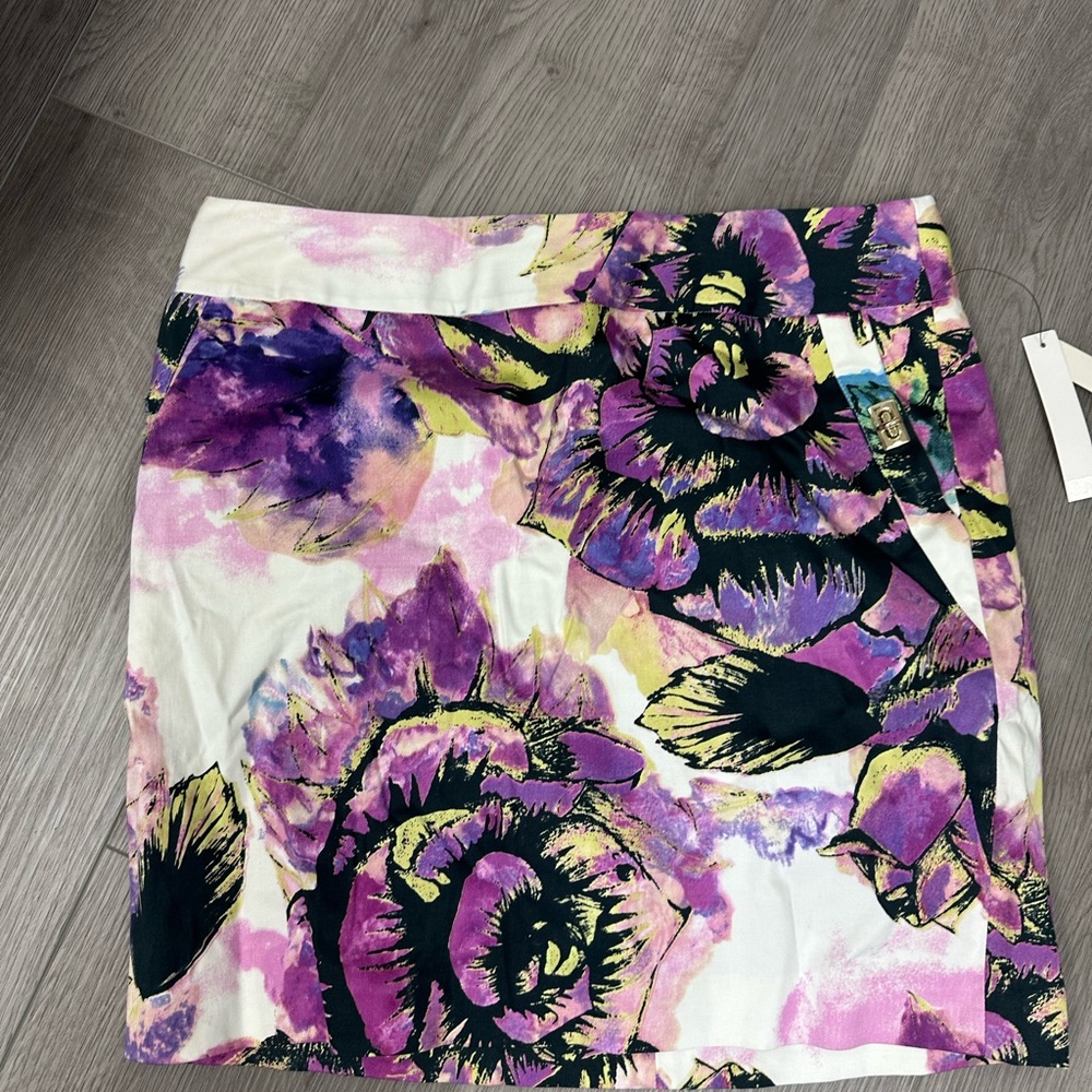 Floral Purple Wrap Skirt - Women's Printed Mini Skirt NWT $78 (1012)